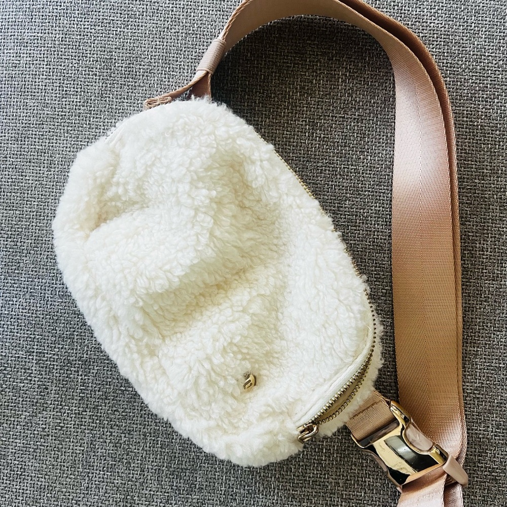 Elegant Cream Sherpa Crossbody Bag